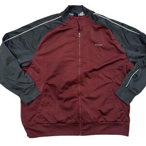 Reebok Men’s 2XL Track Jacket Maroon Gray Full Zip